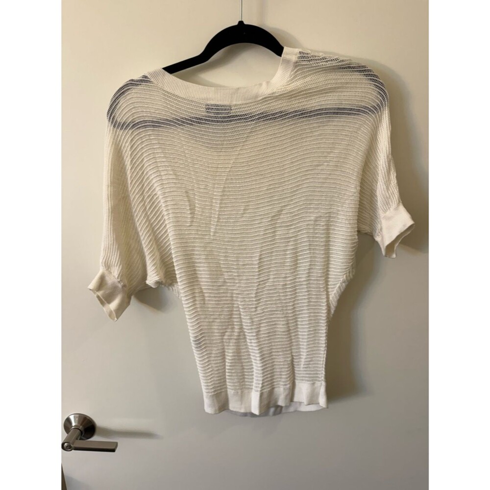 Express Ivory Short-Sleeve Ribbed Knit Top - Picture 3 of 3